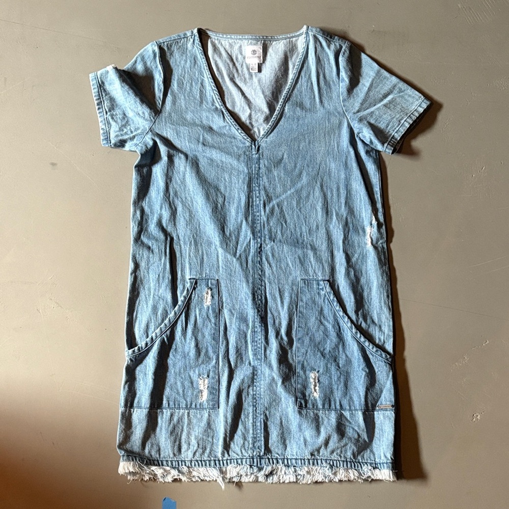 Element Light Blue Denim V-Neck Casual Dress